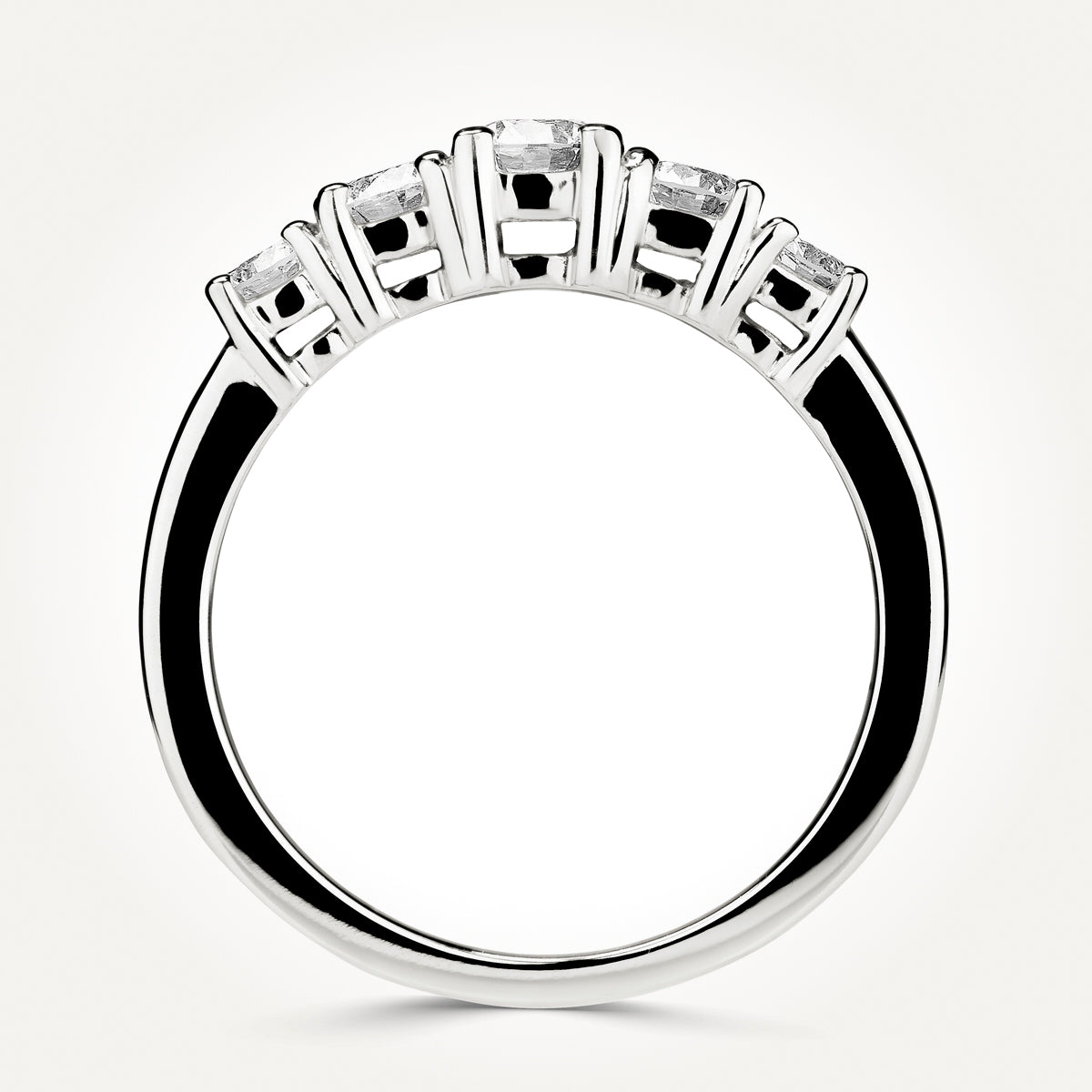 14KT White Gold Five Stone Ring 