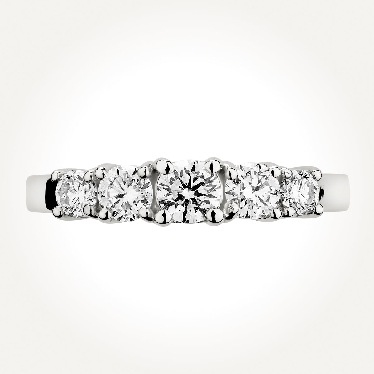14KT White Gold Five Stone Ring 