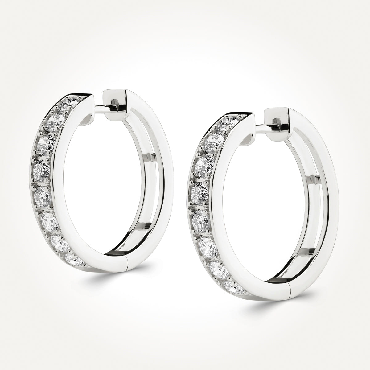14KT White Gold Hoop Earrings 1.28 CT. T.W. 