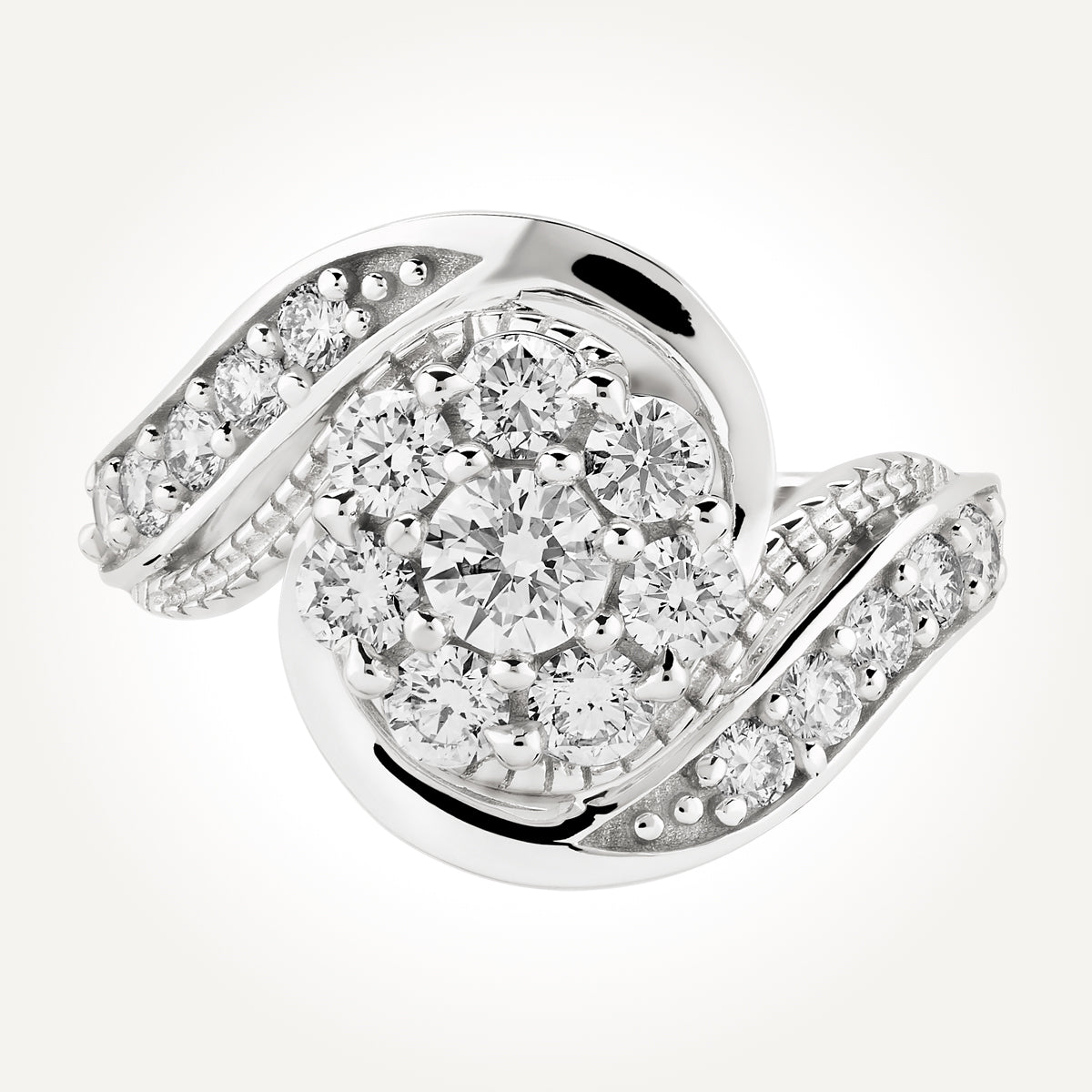 14KT White Gold Daisy Cluster Ring 