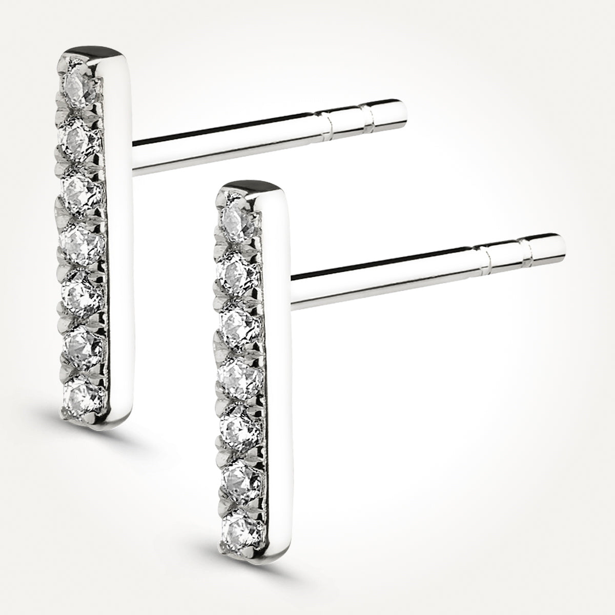 10KT White Gold Diamond Bar Earrings 0.09 CT. T.W. 