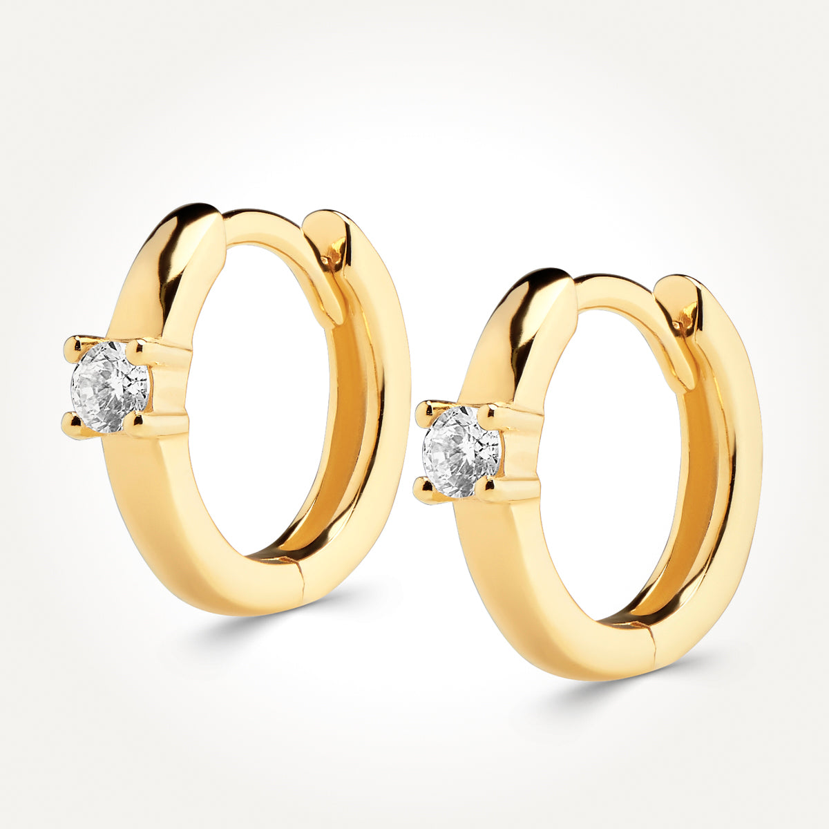14KT Yellow Gold Hoop Earrings 0.14 CT. T.W. 