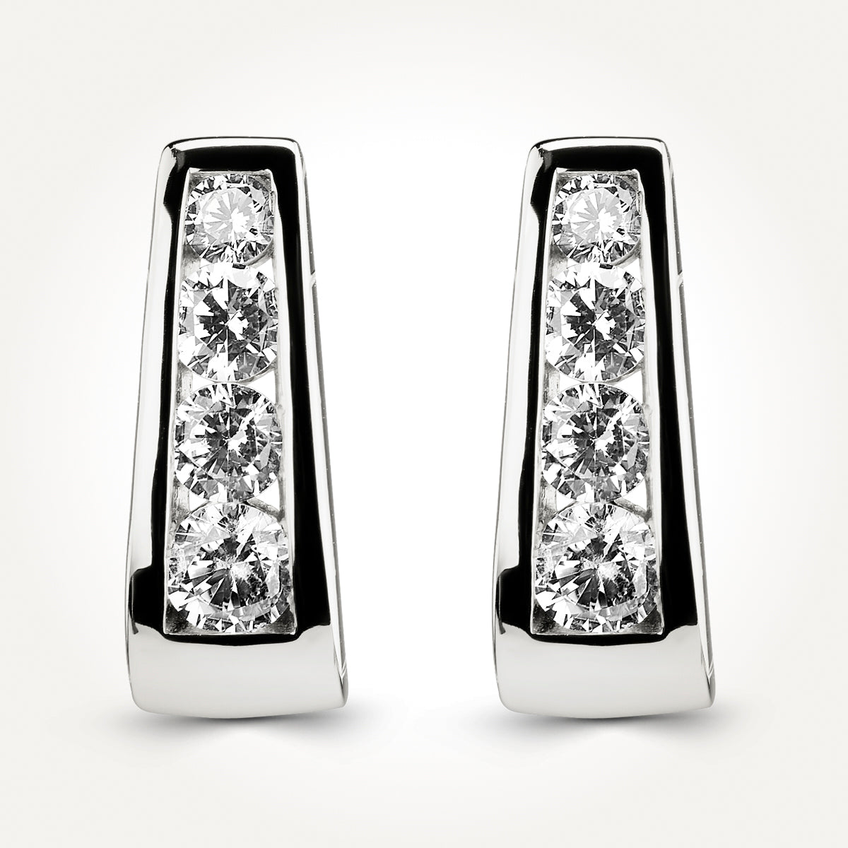 10KT White Gold Half Hoop Earrings 0.72 CT. T.W. 