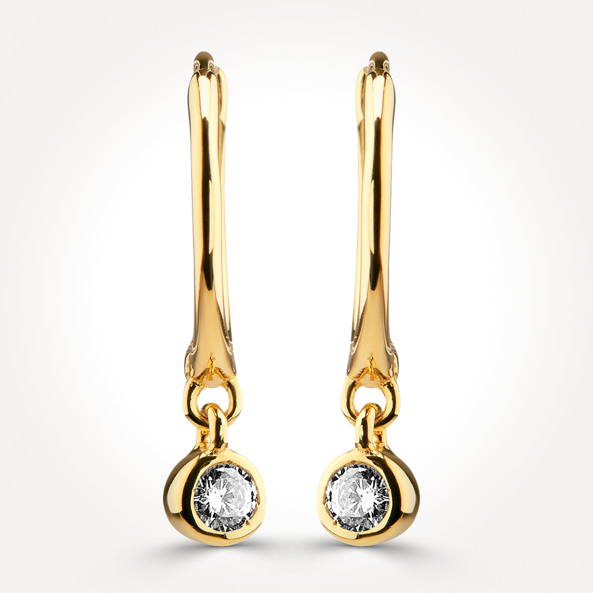 14KT Yellow Gold Solitaire Drop Earrings 0.08 CT. T.W. 