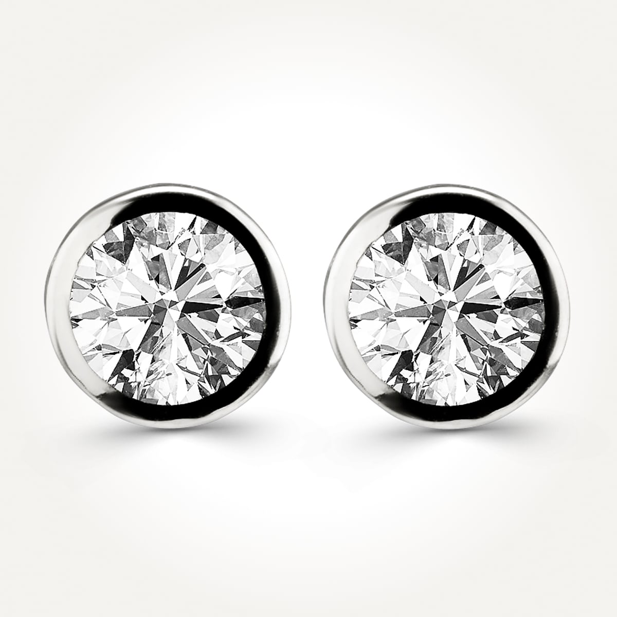 14KT White Gold Bezel Set Earrings 0.52 CT. T.W. 