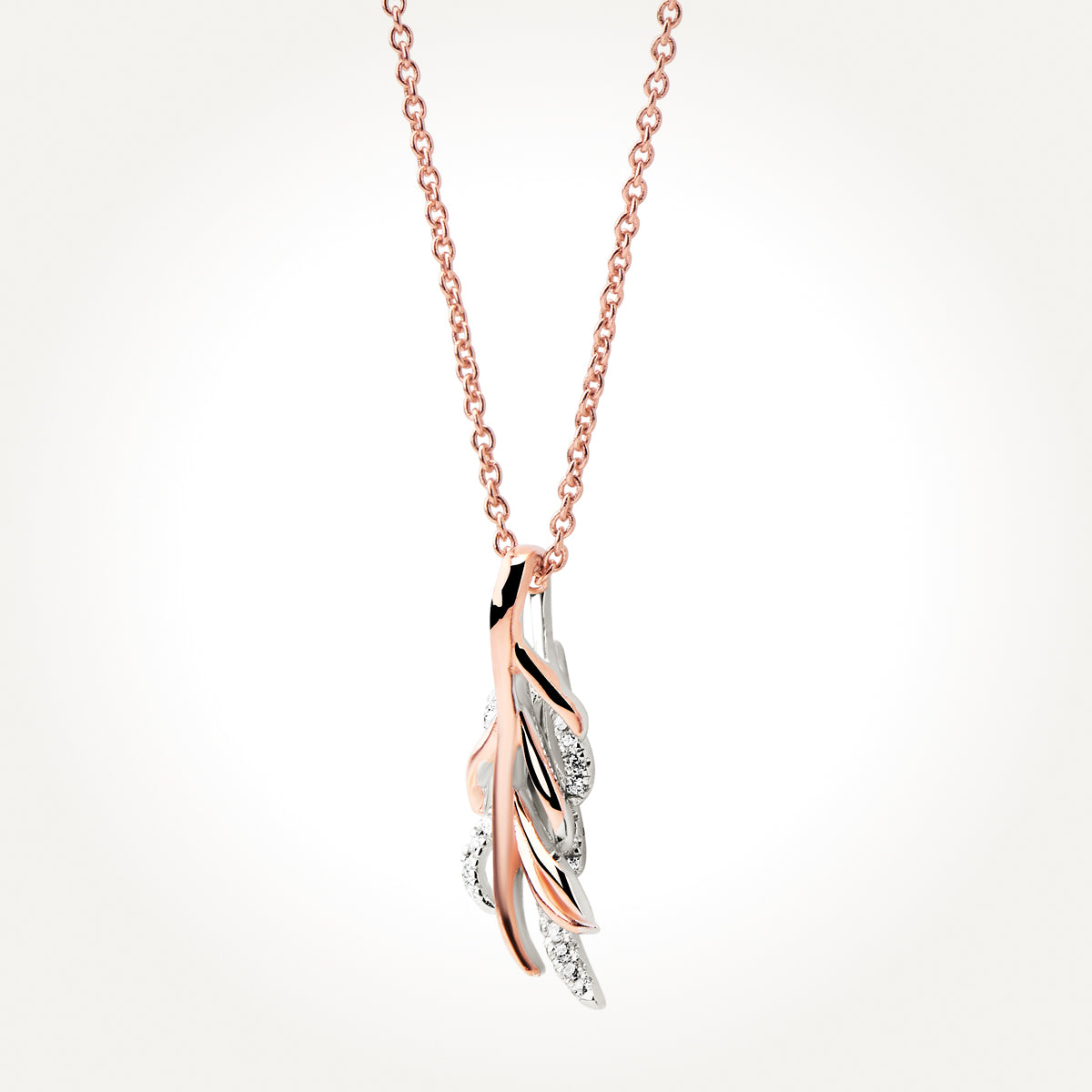 14KT Two Toned Feather Necklace 