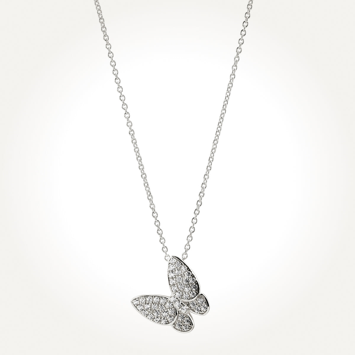 14KT White Gold Butterfly Necklace 