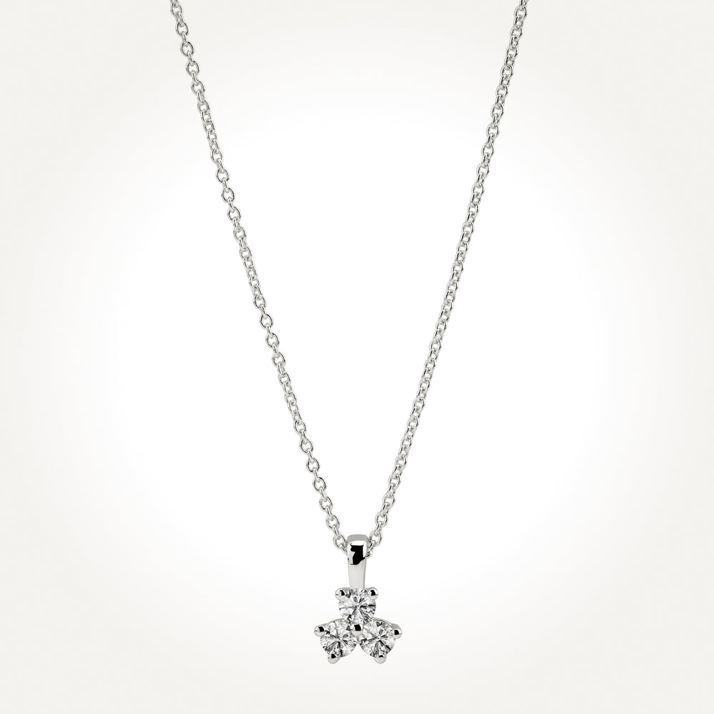 14KT Three Stone Triangle Necklace 0.26 CT. T.W.