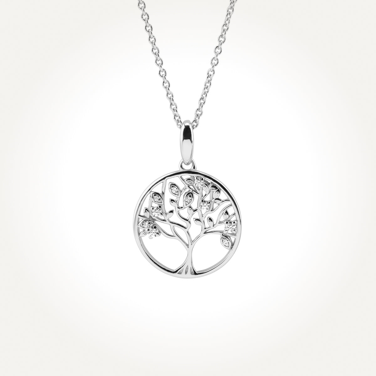 14KT White Gold Tree of Life Necklace 