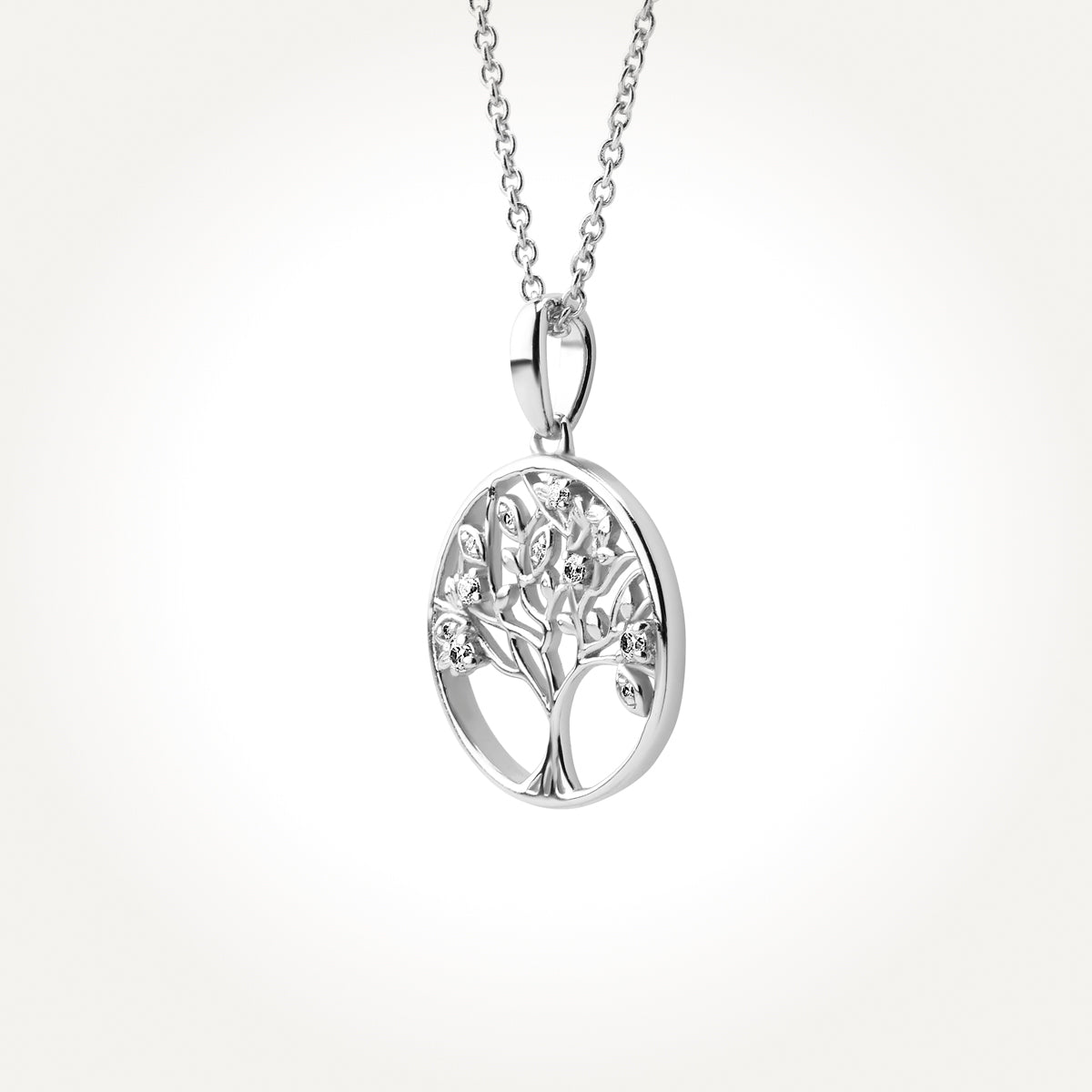 14KT White Gold Tree of Life Necklace 