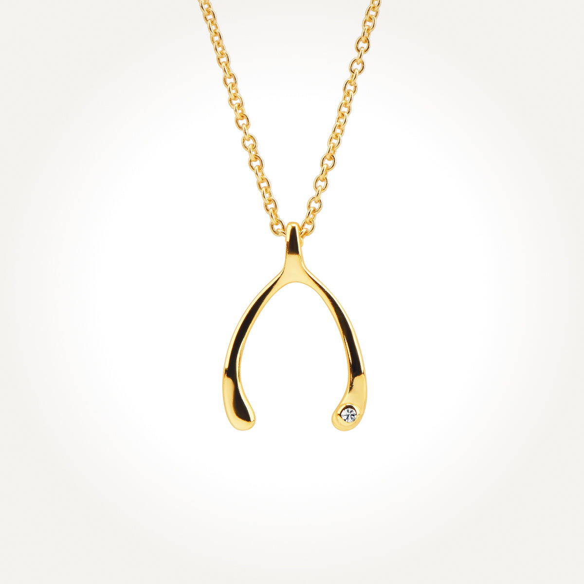 14KT Yellow Gold Wishbone Necklace 