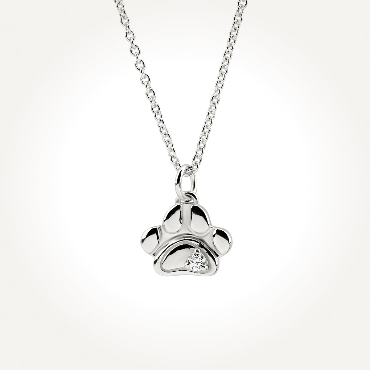 14KT White Gold Pet Paw Necklace 