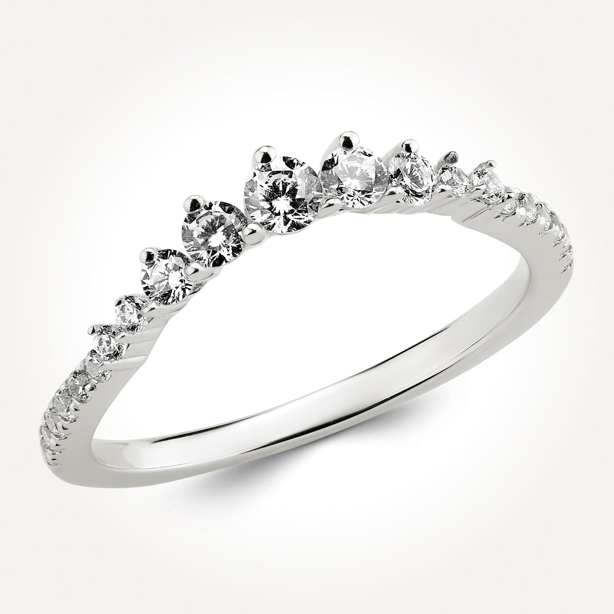 14KT White Gold Curved Nesting Ring 