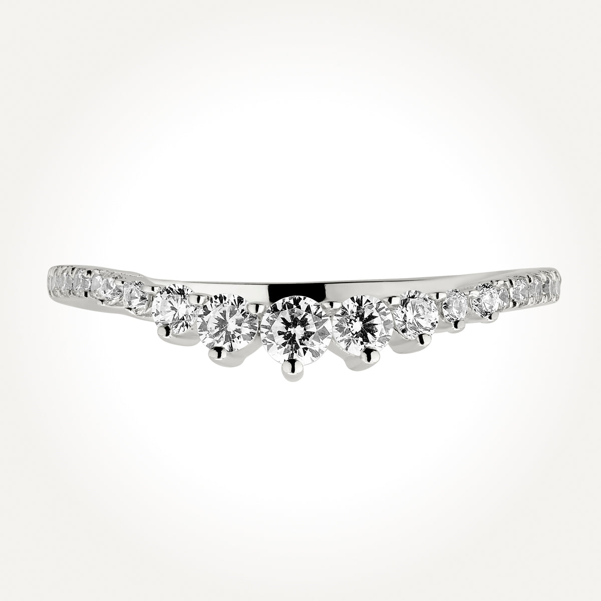 14KT White Gold Curved Nesting Ring 