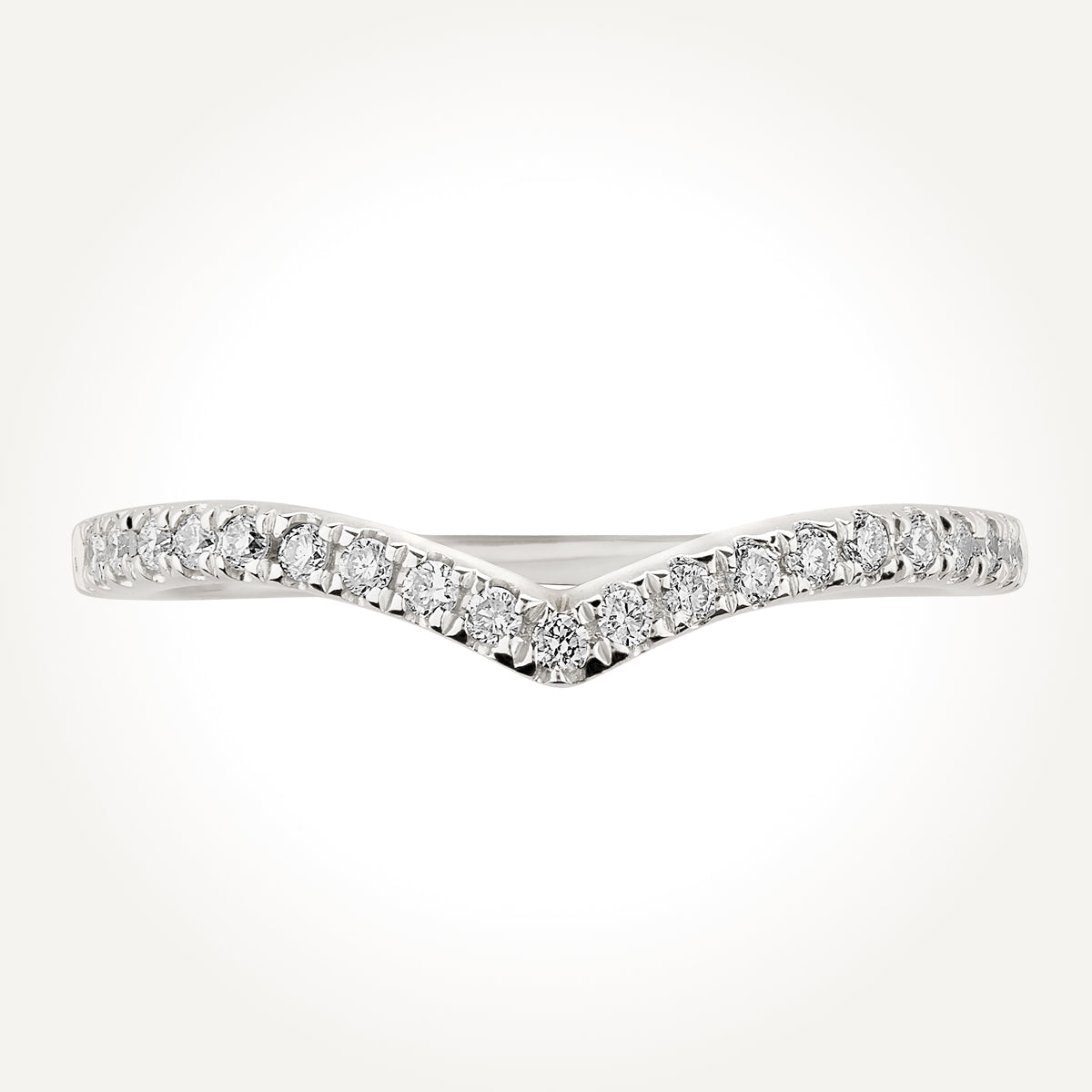 14KT White Gold V shaped Wedding Ring 