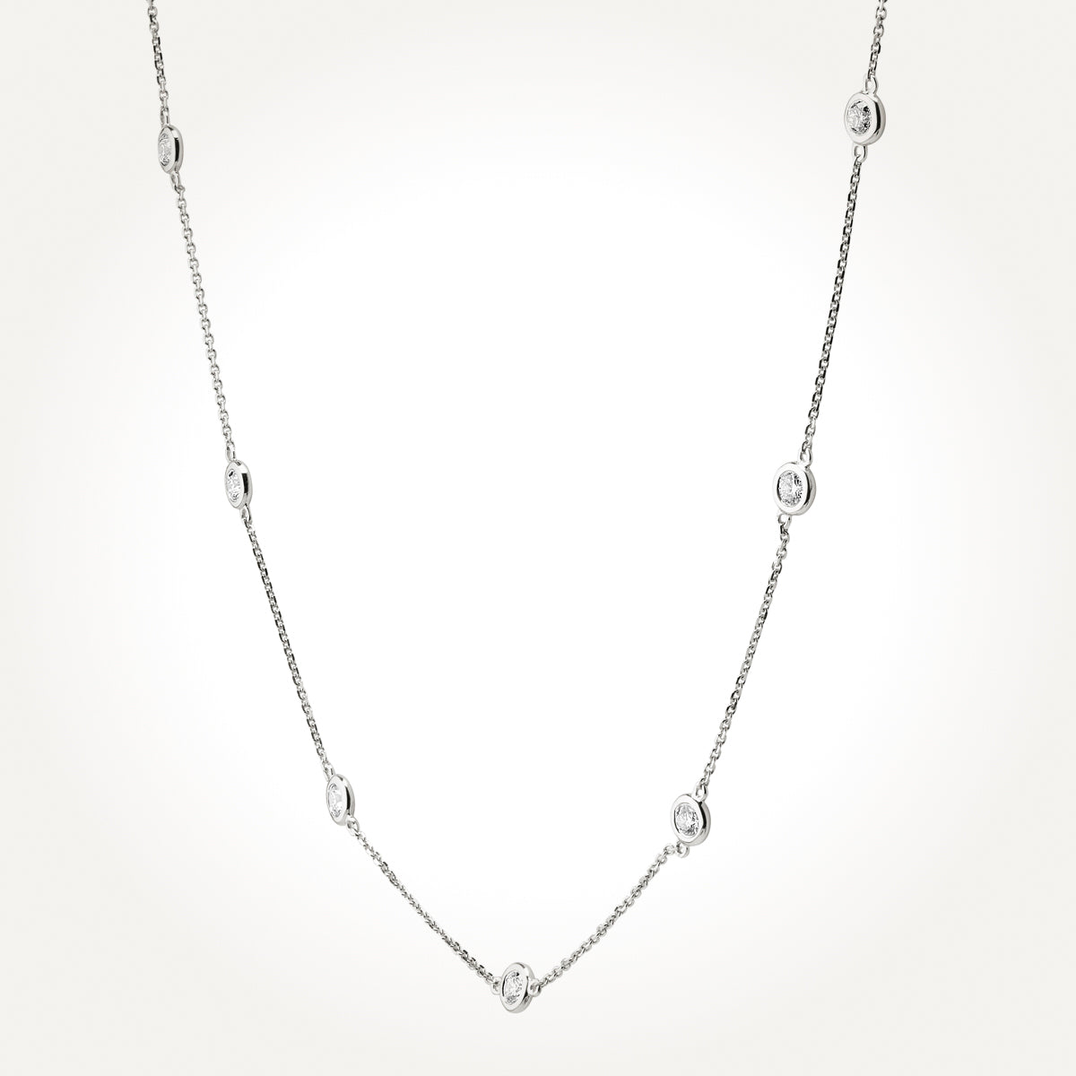 14KT White Gold Bezel Set Necklace 