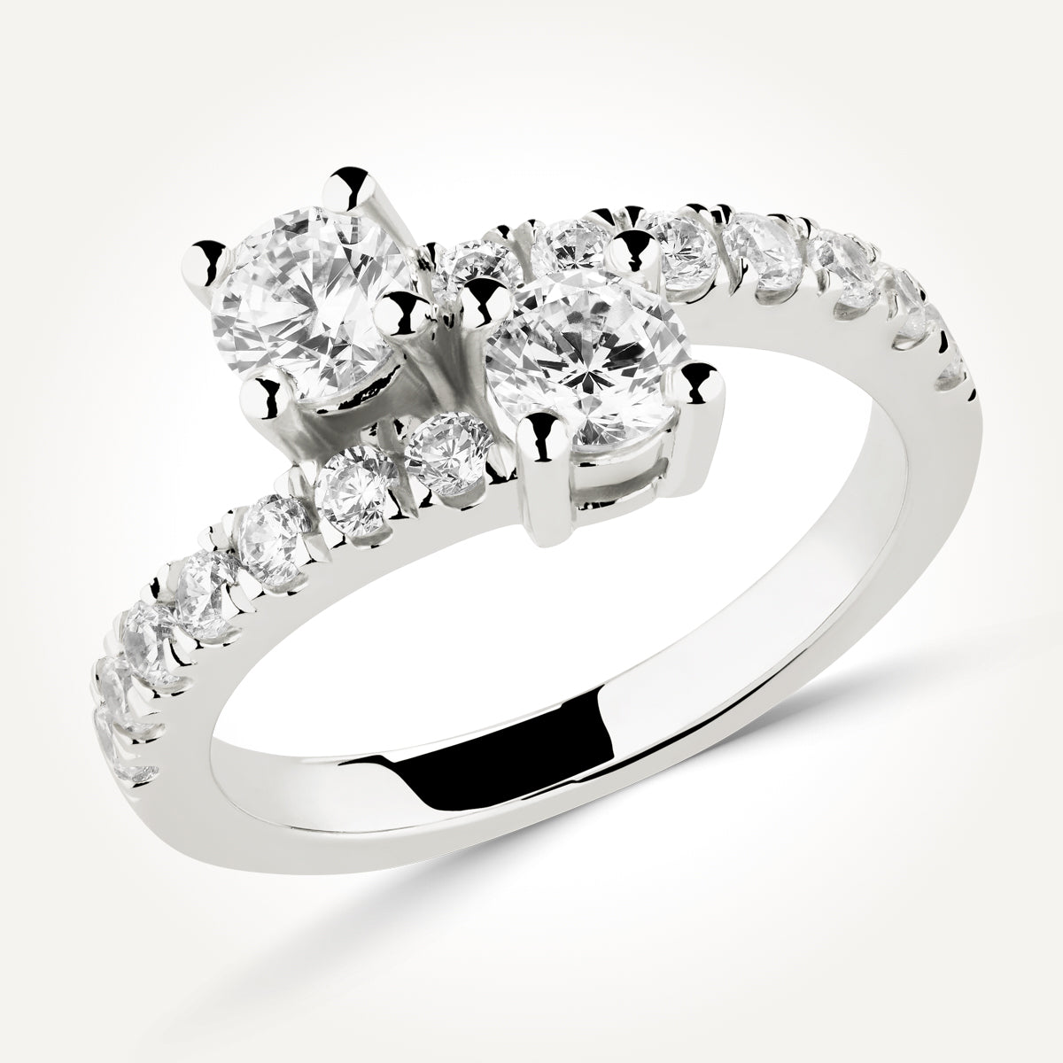 14KT White Gold Two Stone Ring 