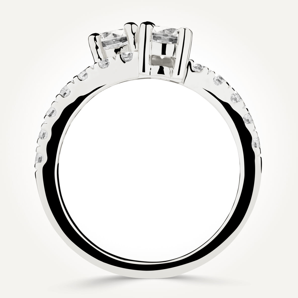 14KT White Gold Two Stone Ring 