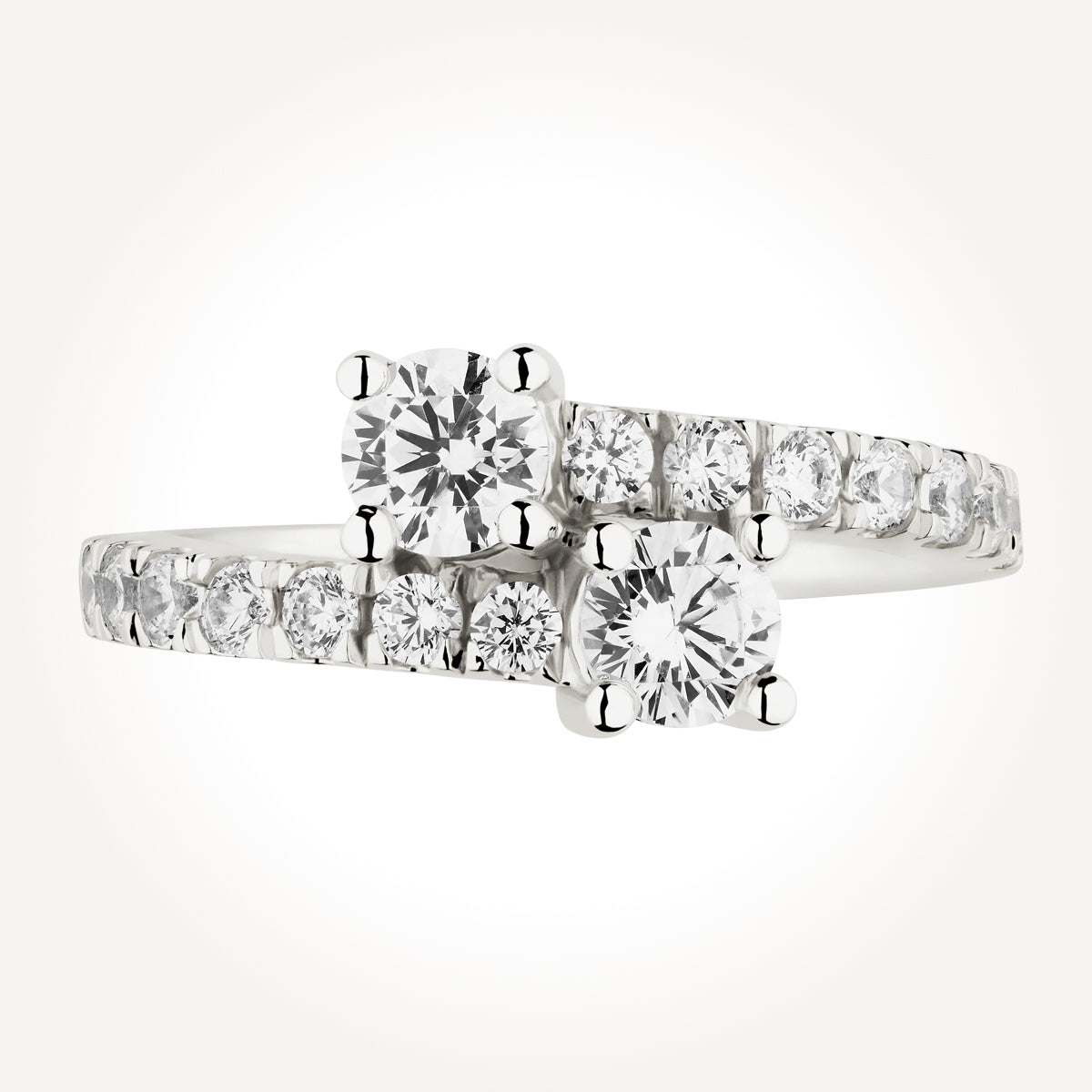 14KT White Gold Two Stone Ring 