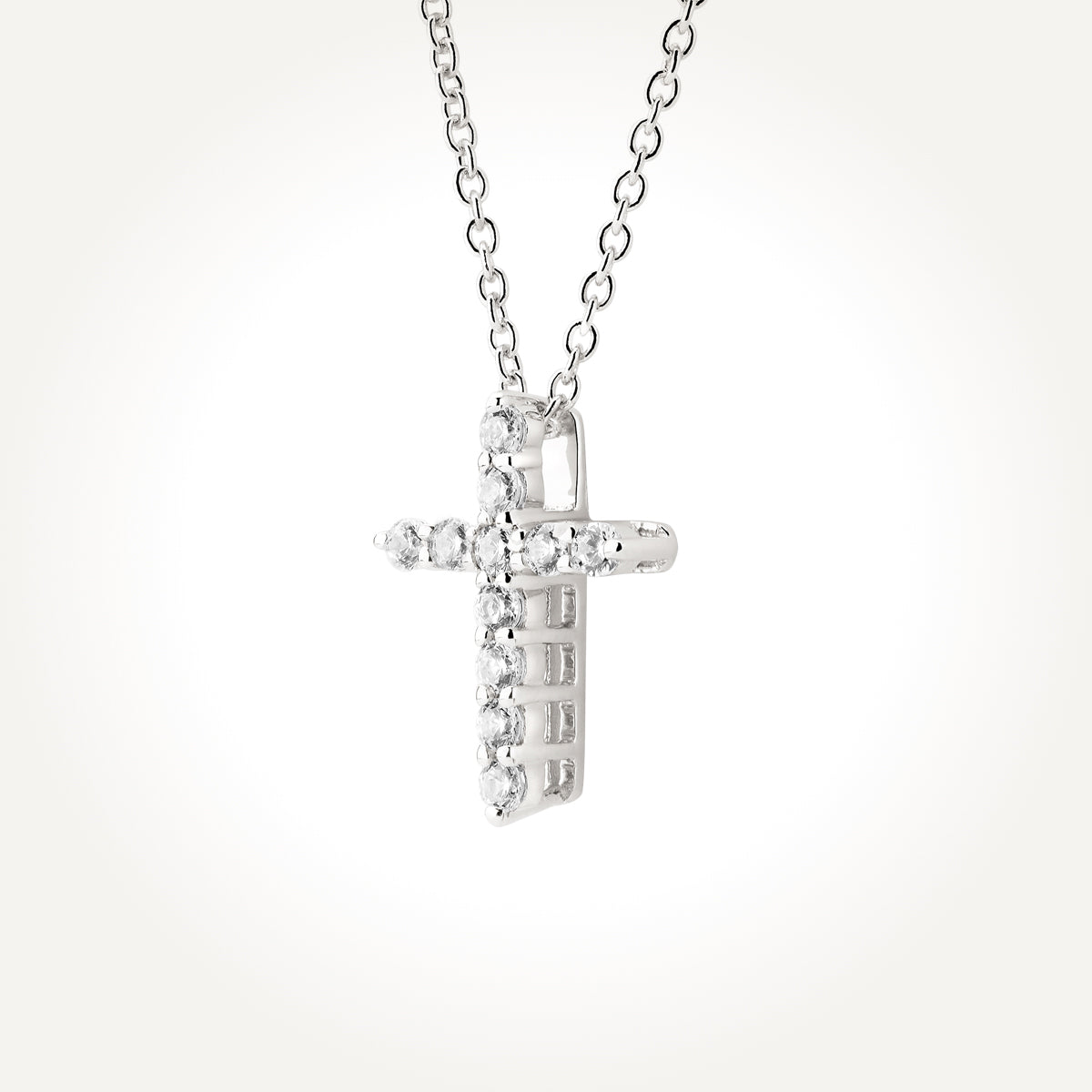 14KT White Gold Cross Necklace 