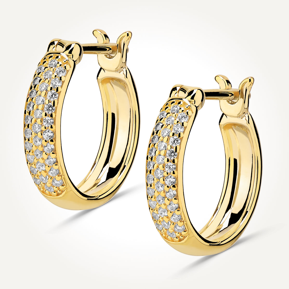 14KT Yellow Gold Pave Hoop Earrings 0.19 CT. T.W. 
