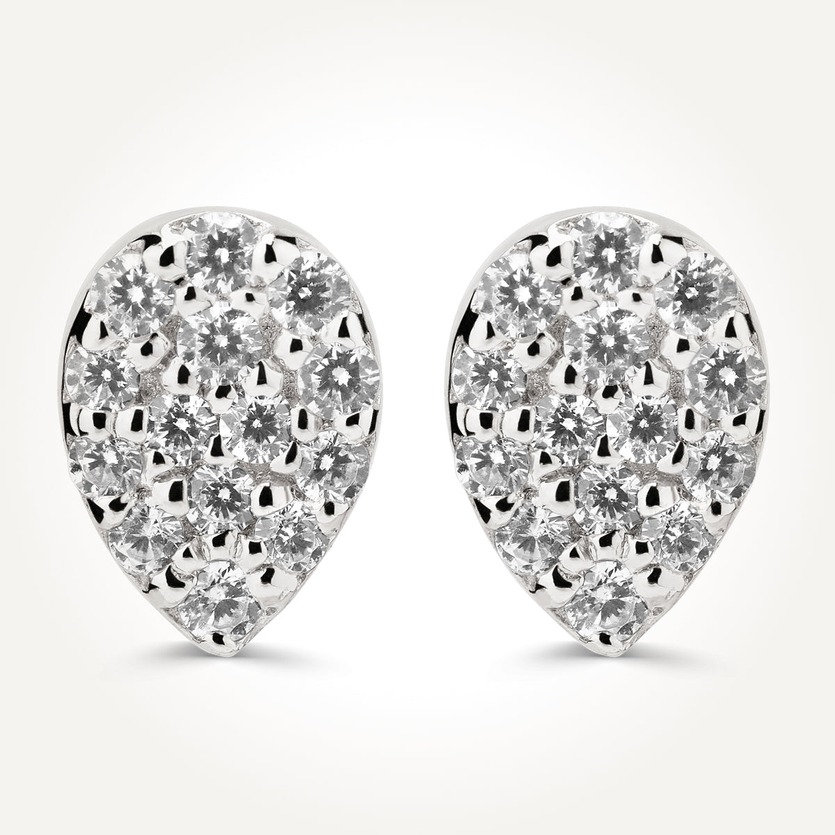 14KT White Gold Pear Cluster Earrings 0.096 CT. T.W. 