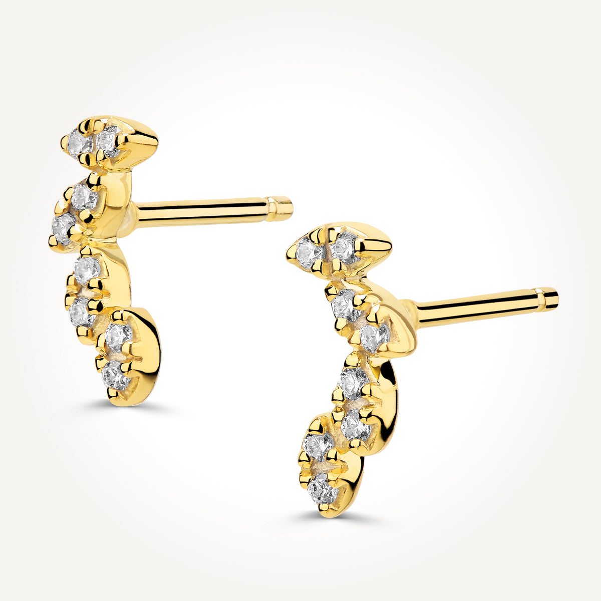 14KT Yellow Gold Marquise Ear Climber Earrings 