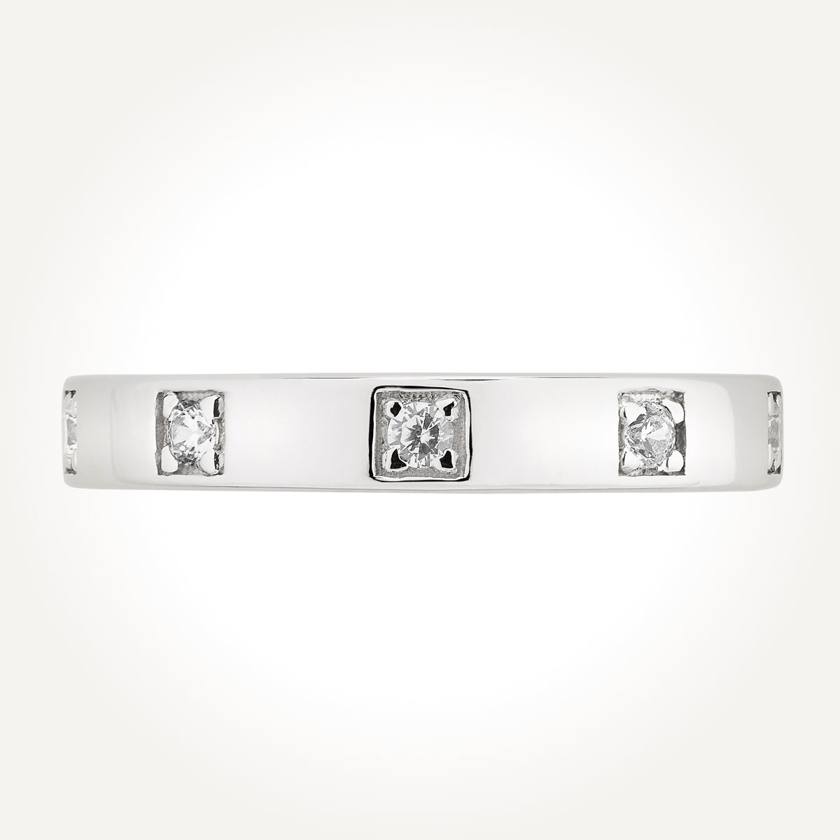 14KT White Gold Studded Diamond Band 