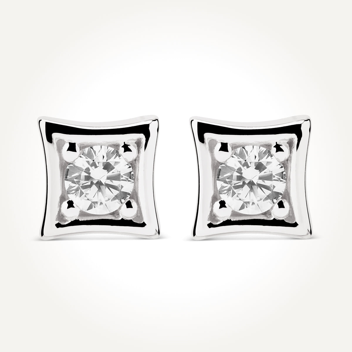 14KT White Gold Stud Earrings 