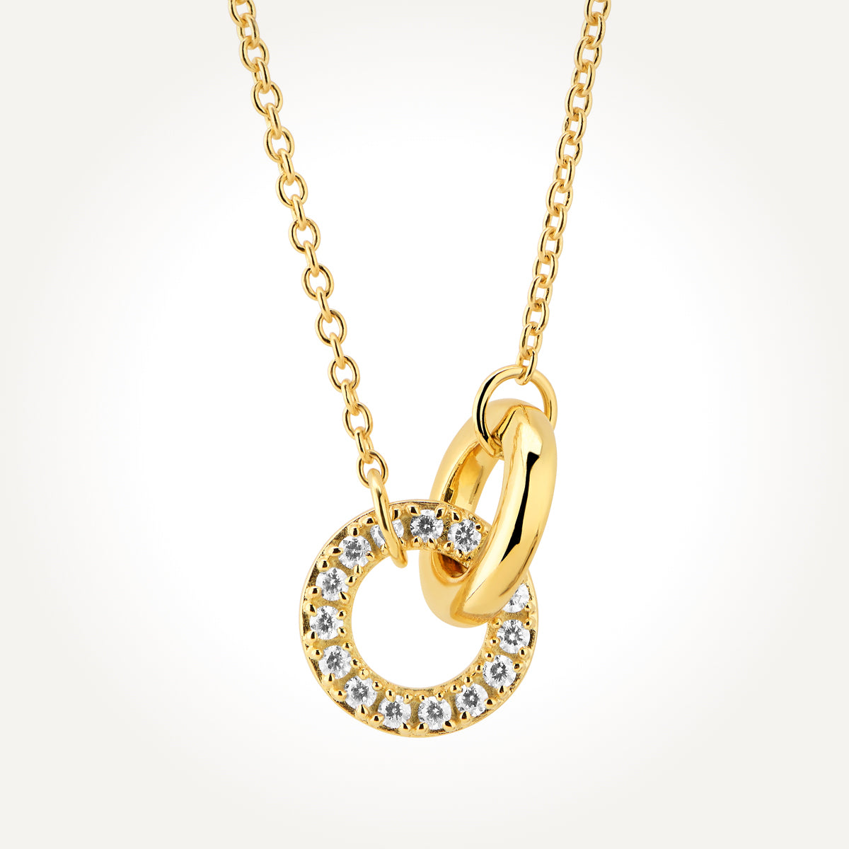 14KT Yellow Gold Interlocking Circle Necklace 
