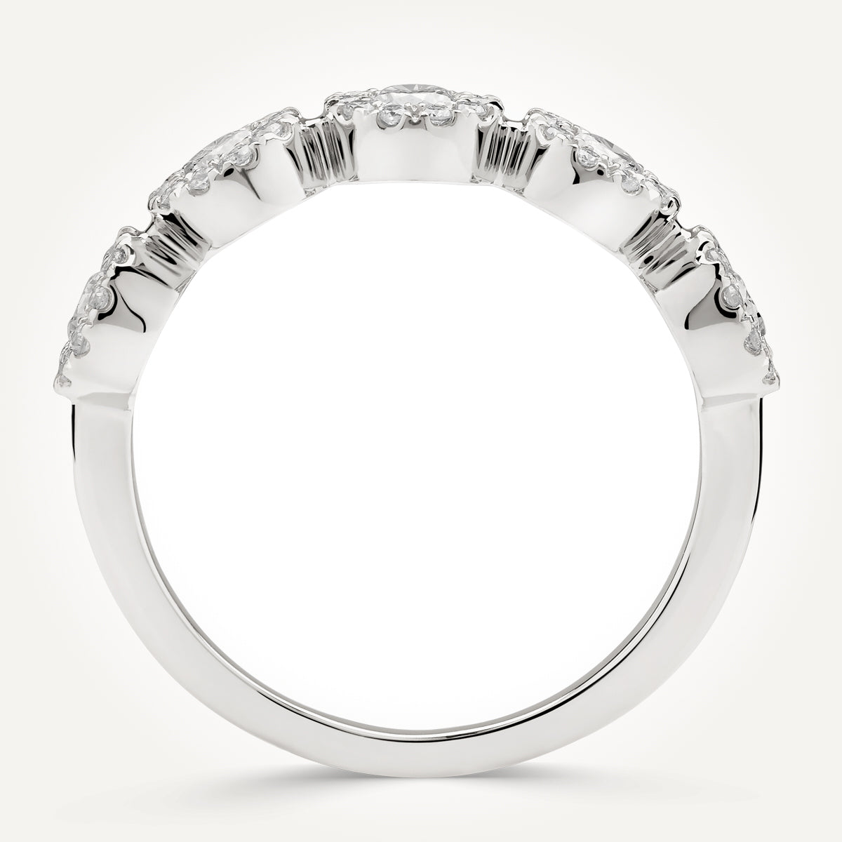 10KT White Gold Five Stone Halo Ring 0.59 CT. T.W. 