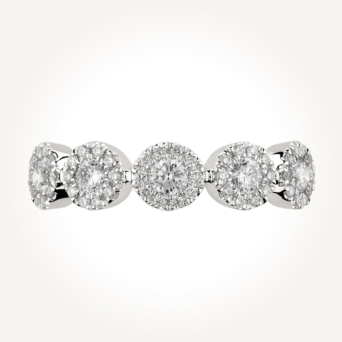 10KT White Gold Five Stone Halo Ring 0.59 CT. T.W. 