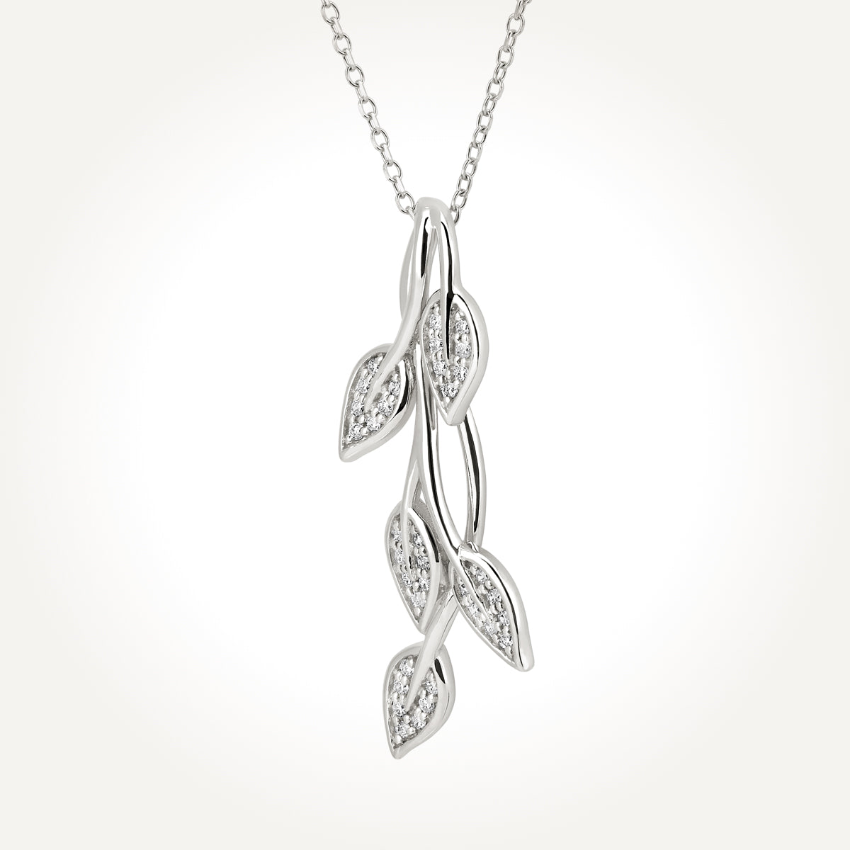 14KT White Gold Cascading Vine Necklace 