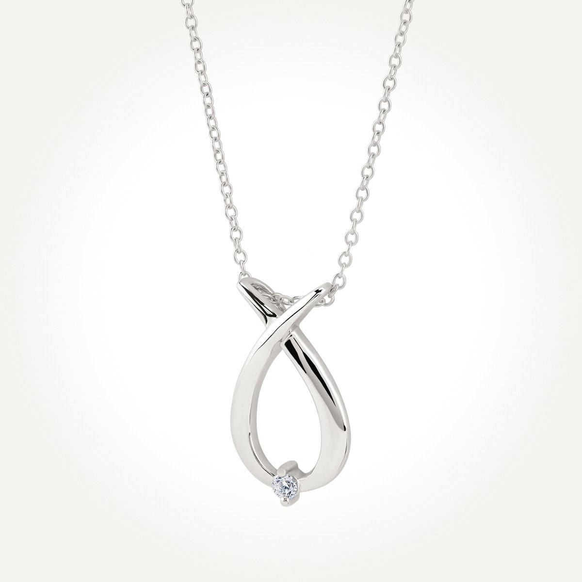 White Gold Diamond Memory Pendant 