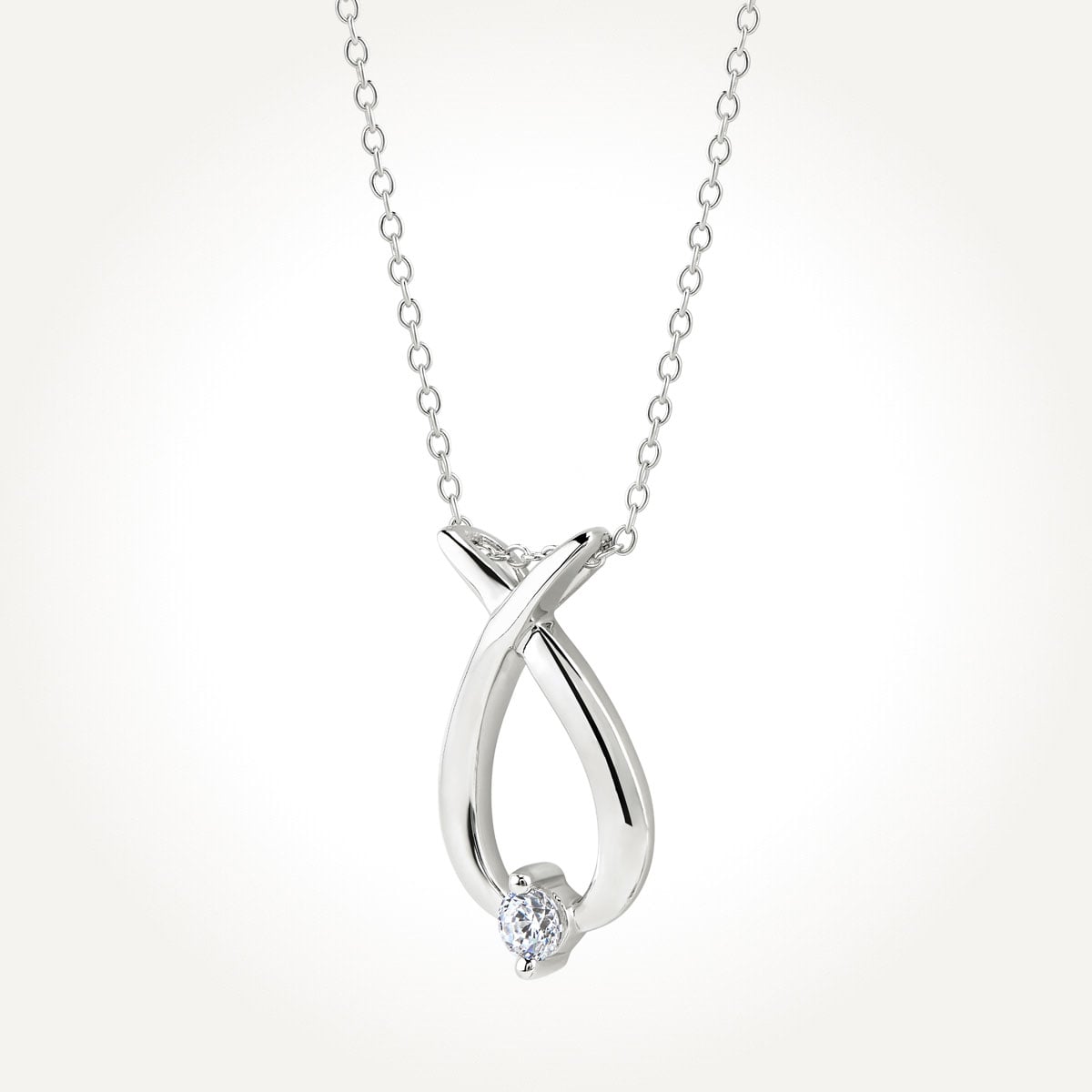 White Gold Diamond Memory Pendant 
