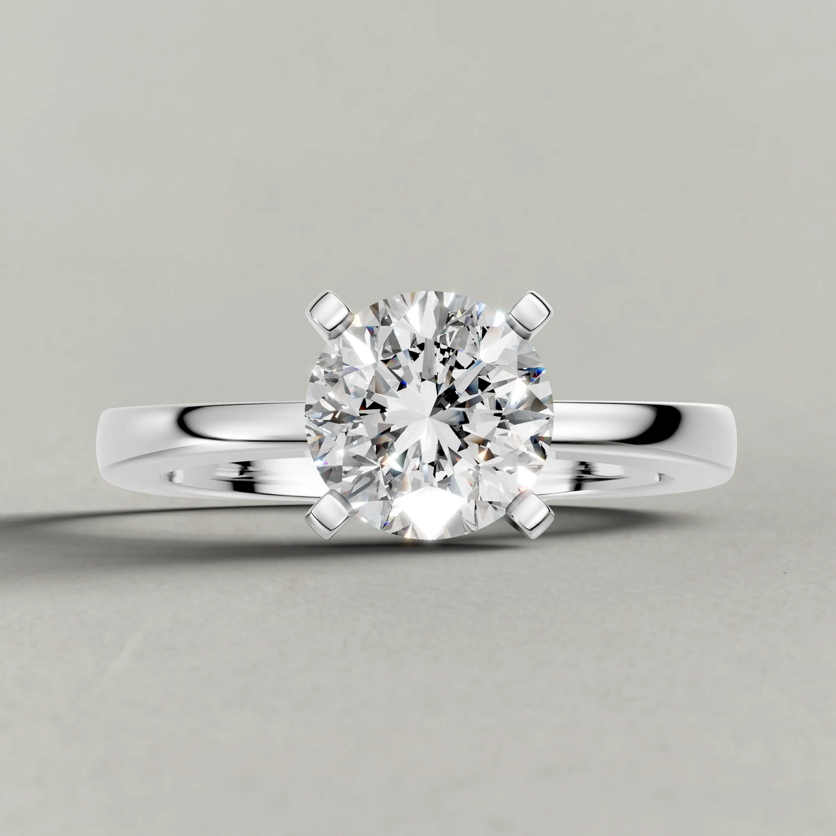 Floral Prong Solitaire Engagement Ring (2669) in Platinum zoomed in on diamond