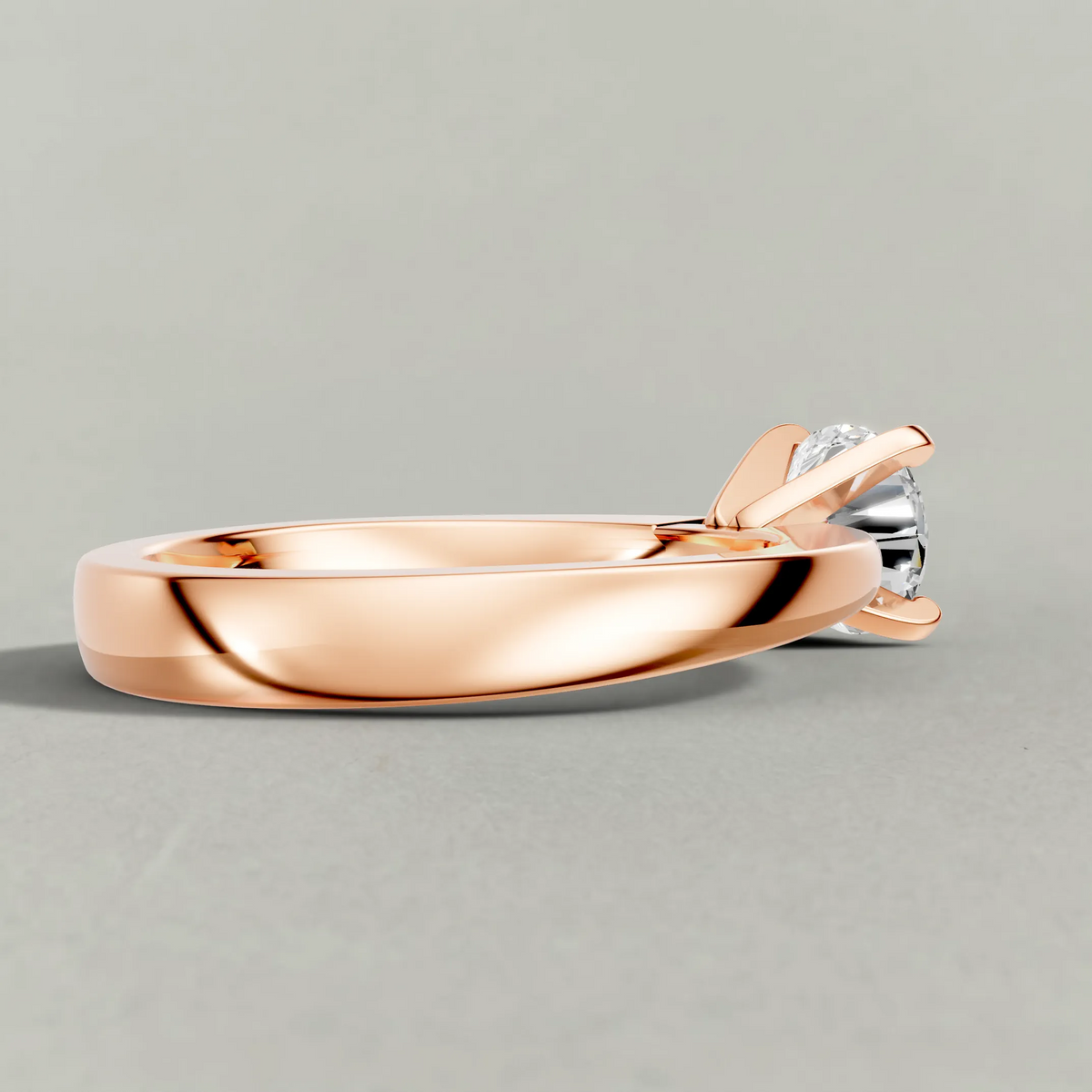 Floral Prong Solitaire Engagement Ring (2669) in Rose Gold from back angle