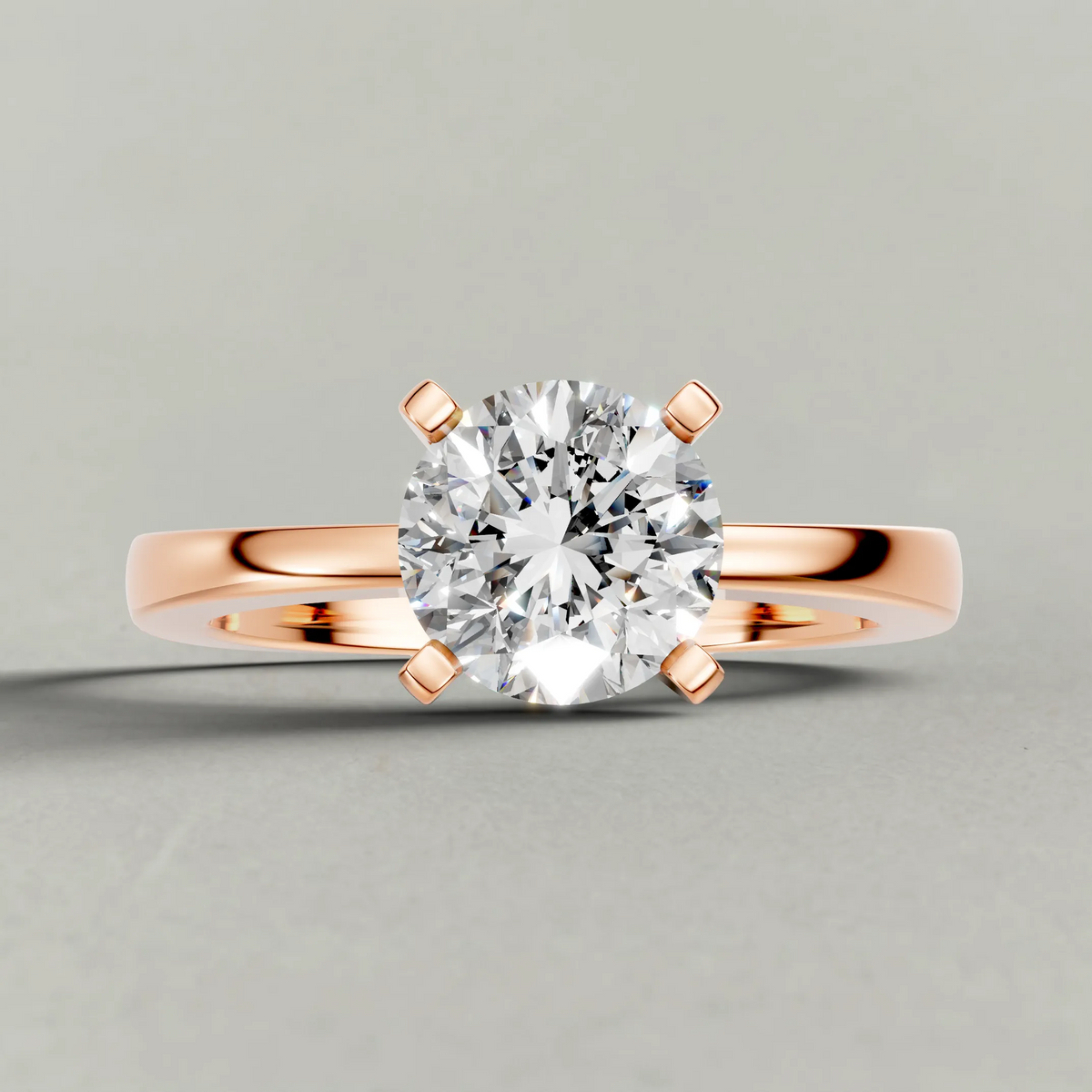 Floral Prong Solitaire Engagement Ring (2669) in Rose Gold zoomed in on diamond
