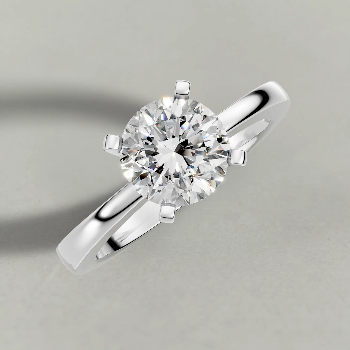 Floral Prong Solitaire Engagement Ring (2669) in White Gold from top 3/4 angle