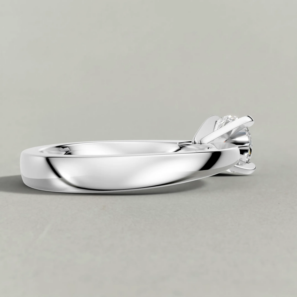 Floral Prong Solitaire Engagement Ring (2669) in White Gold from back angle