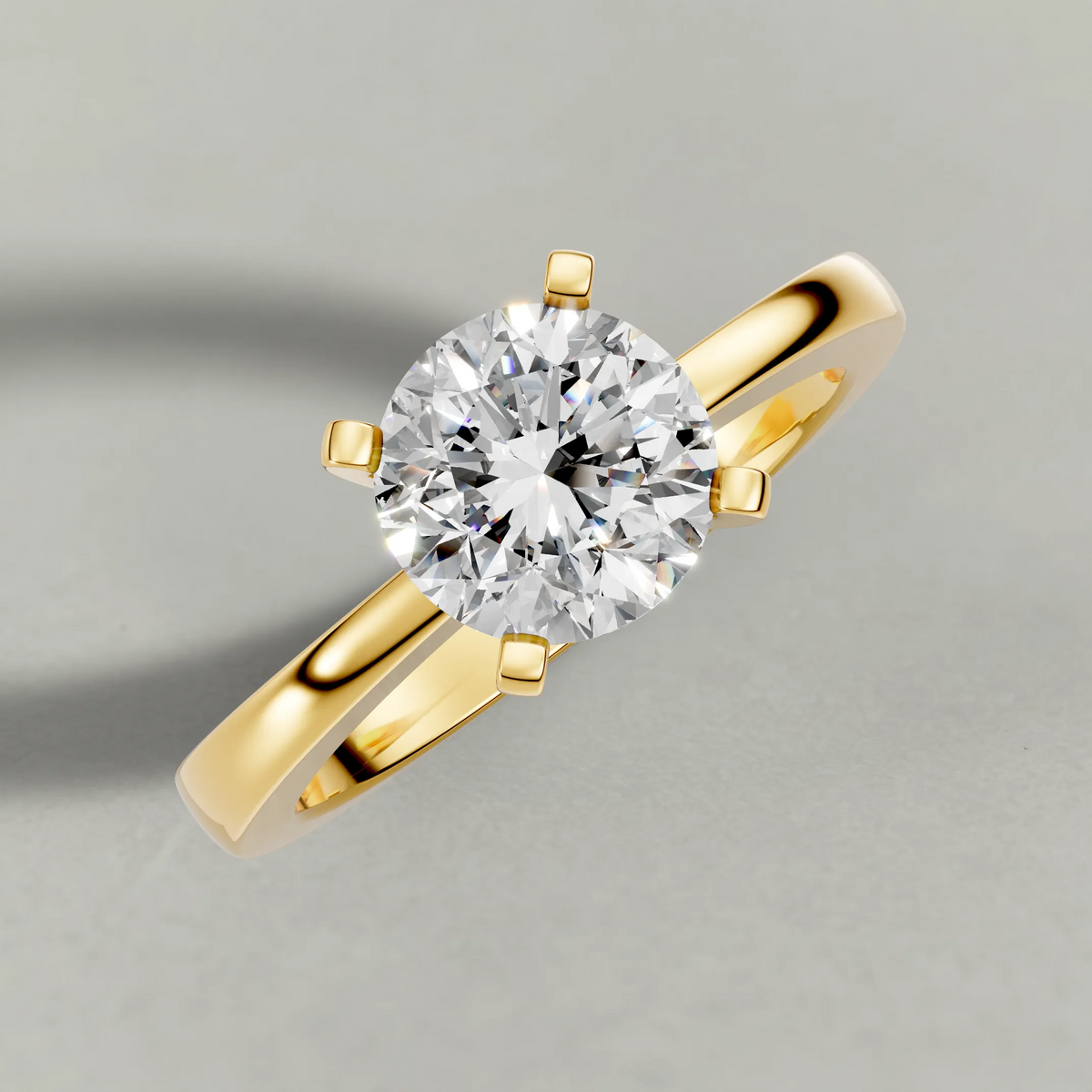 Floral Prong Solitaire Engagement Ring (2669) in Yellow Gold from top 3/4 angle