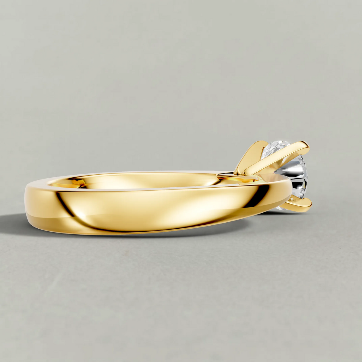Floral Prong Solitaire Engagement Ring (2669) in Yellow Gold from back angle