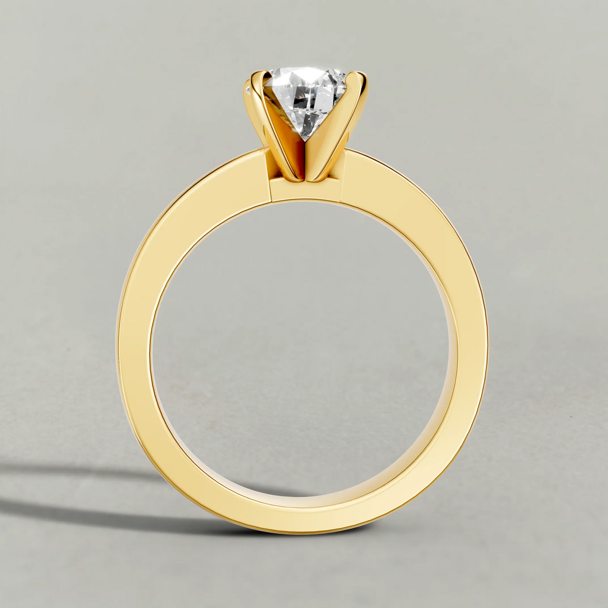 Floral Prong Solitaire Engagement Ring (2669) in Yellow Gold from front angle