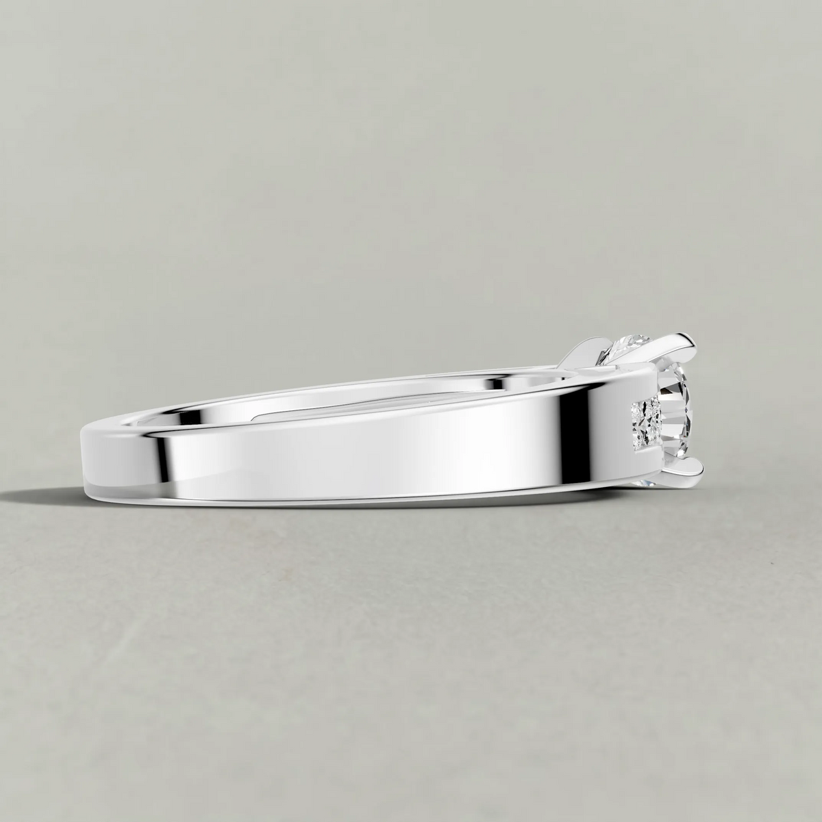Channel-Set Split-Shank Engagement Ring (2800) in White Gold from back angle