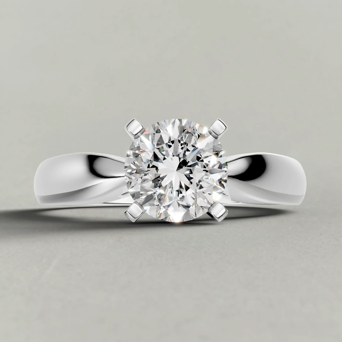 Sculpted Shoulder Solitaire Engagement Ring (2878) in Platinum zoomed in on diamond