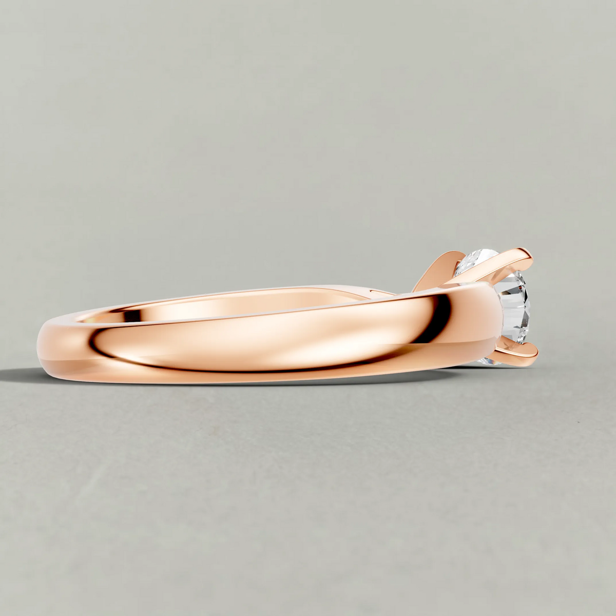 Sculpted Shoulder Solitaire Engagement Ring (2878) in Rose Gold from back angle
