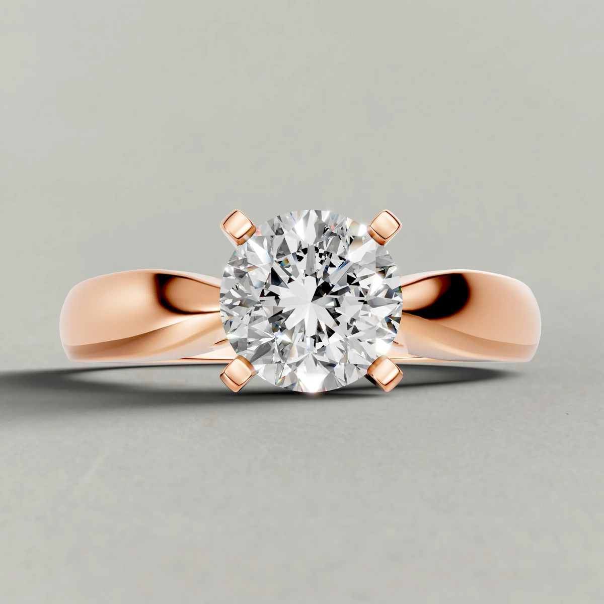 Sculpted Shoulder Solitaire Engagement Ring (2878) in Rose Gold zoomed in on diamond