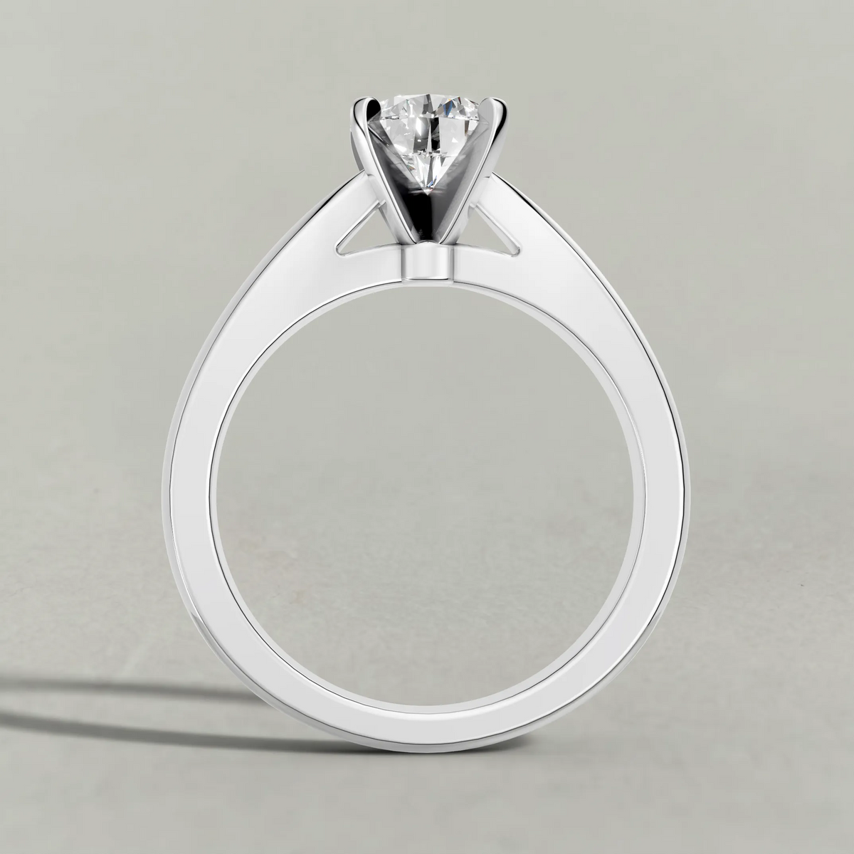 Sculpted Shoulder Solitaire Engagement Ring (2878) in White Gold from front angle
