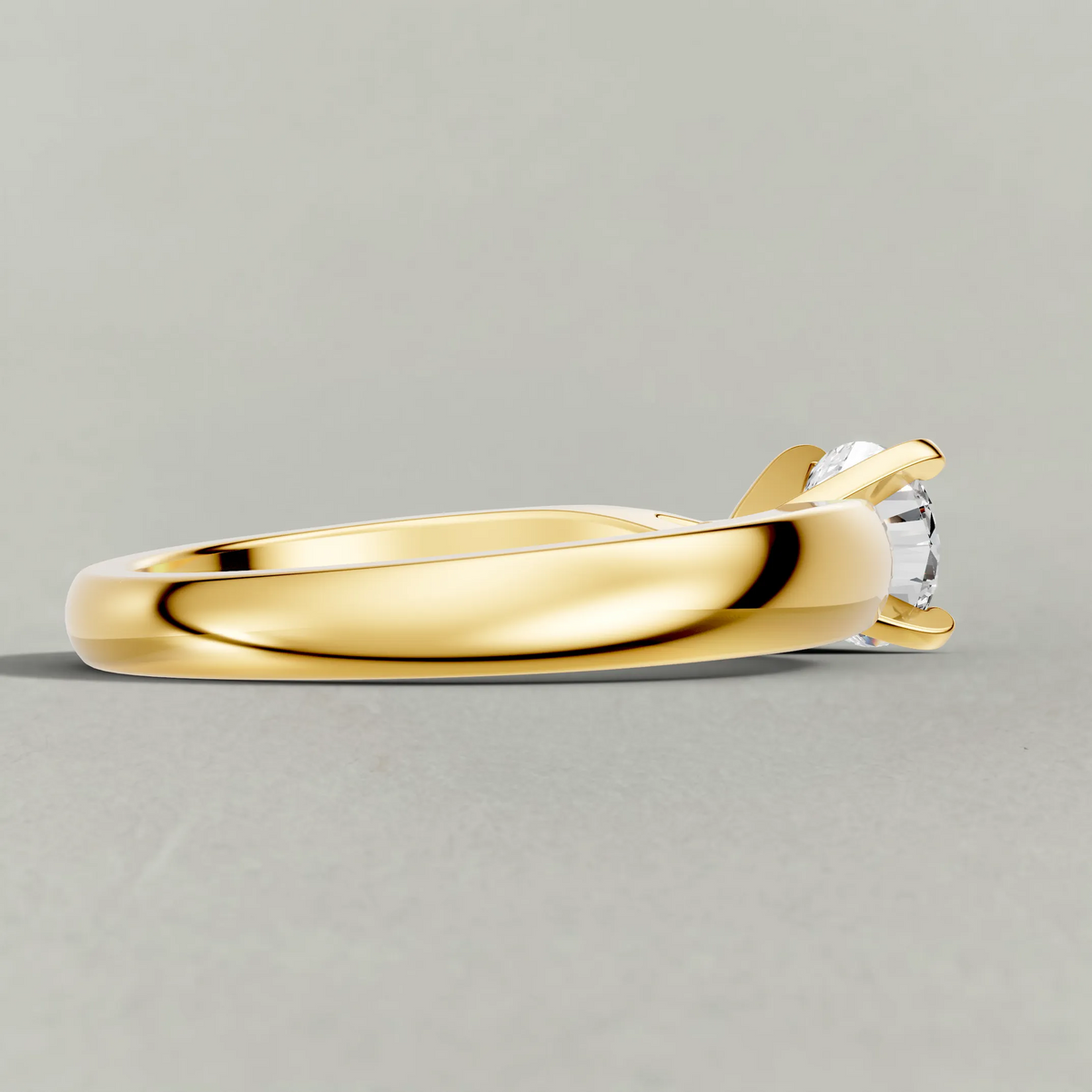 Sculpted Shoulder Solitaire Engagement Ring (2878) in Yellow Gold from back angle