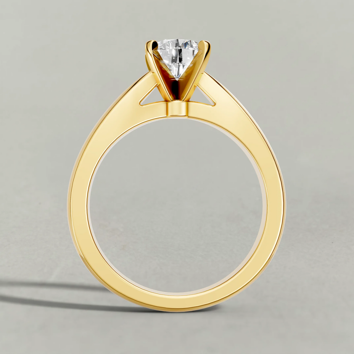 Sculpted Shoulder Solitaire Engagement Ring (2878) in Yellow Gold from front angle